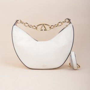 Valentino White Vlogo Moon Hobo Bag