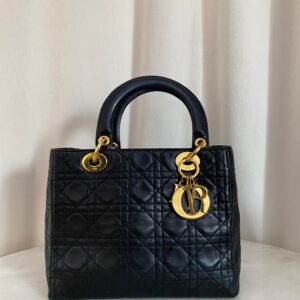 Christian Dior Black Lady Dior Small Bag