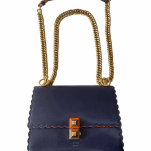 Fendi Blueberry Vitello Liberty Scalloped Studded Kan I Small Shoulder Bag