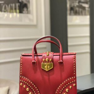 Prada Red Lux Studded Handle Bag