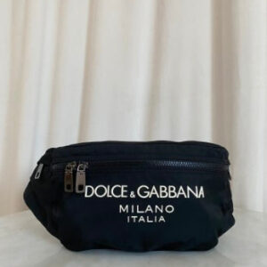 Dolce & Gabbana Black Nylon Waist Bag W/ Rubberized Logo