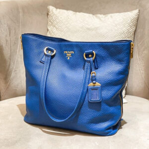 Prada Blue Vitello Daino Bag