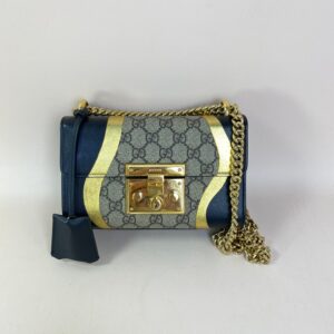 Gucci Tricolor GG Small Supreme Padlock Crossbody Bag