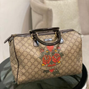 Gucci Bicolor GG Supreme Tattoo Print Joy Boston Medium Bag