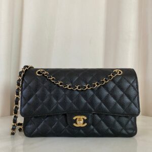 Chanel Black CC Classic Double Flap Medium Bag