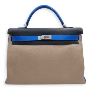 HSS Kelly 40 Blue Ocean/Argile/Blue Hydra in Clemence, Brushed Palladium hardware