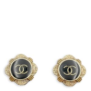 21A CC Logo Enamel Ear Studs 1.5x1.5cm Costume Jewellery in Black