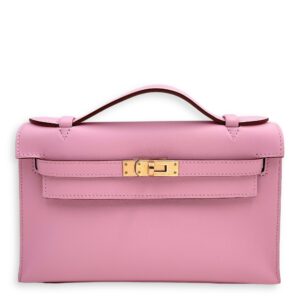 Kelly Pochette Mauve Sylvestre in Swift, Rose Gold hardware