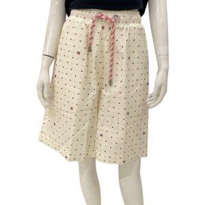 Heart Prints Forever XS Red/Ivory Bermuda in Polyester, Silver hardware