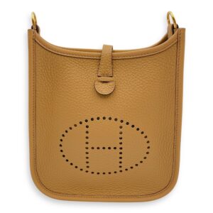 Evelyne (Short Strap) Mini Biscuit/Nata in Clemence, Gold hardware