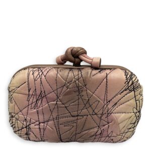 Knot lock Pink Clutch in Nappa Leather, Silver hardware