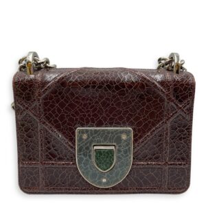 Ceramic Effect Leather Diorma Club Burgundy Crossbody Bag in Calfskin, Silver hardware