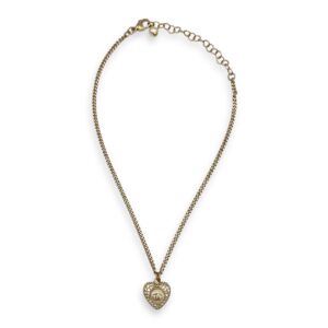 Heart Crystals and White Resin Gold Hardware Necklace