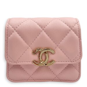 Mini Flap Pink Bag with Chain in Lambskin, Gold hardware