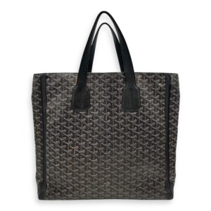 Voltaire Black Tote Bag in Coated Canvas, Silver hardware