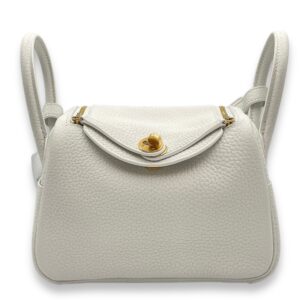 Lindy II Mini New White in Clemence, Gold hardware