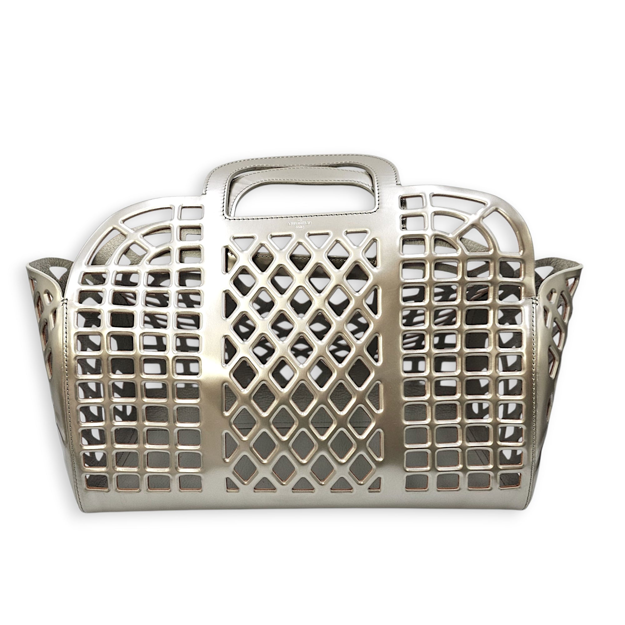 Jelly Shopping Bag MM Grey Top Handle Bag in Metallic Calf - Image 22