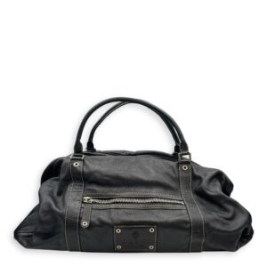 Duffle Black Bag in Calfskin, Silver hardware