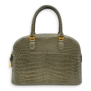 Crocodile 29cm Green Top Handle Bag, Gold hardware