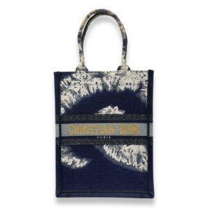 Vertical Blue Book Tote in Canvas