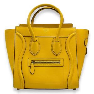 Luggage Micro Yellow Top Handle Bag in Calfskin, Gold hardware
