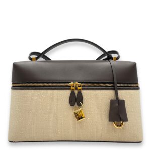 Extra Pocket 27 Silk Milk Amber-Dark Chocolate Shoulder Bag in Silk, Gold hardware
