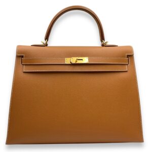 Sellier Kelly 35 Gold in Epsom, Gold hardware