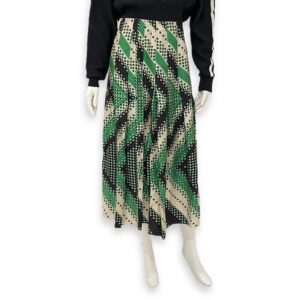 Polka Dots Pleated Skirt 38 Green Ready-To-Wear in Silk