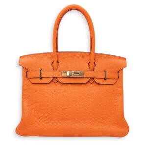 Birkin 30 Orange in Clemence, Palladium hardware