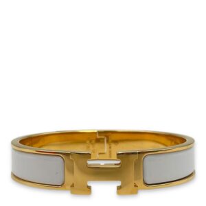 Clic H PM White Bracelet, Gold hardware