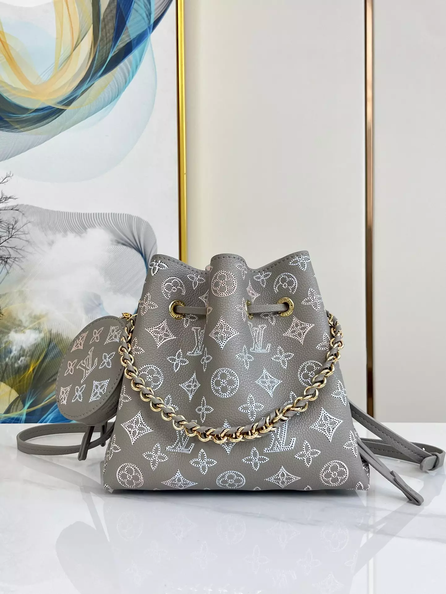 Bella Bucket Bag Gray Mahina Calfskin - Repbags.is - Image 3