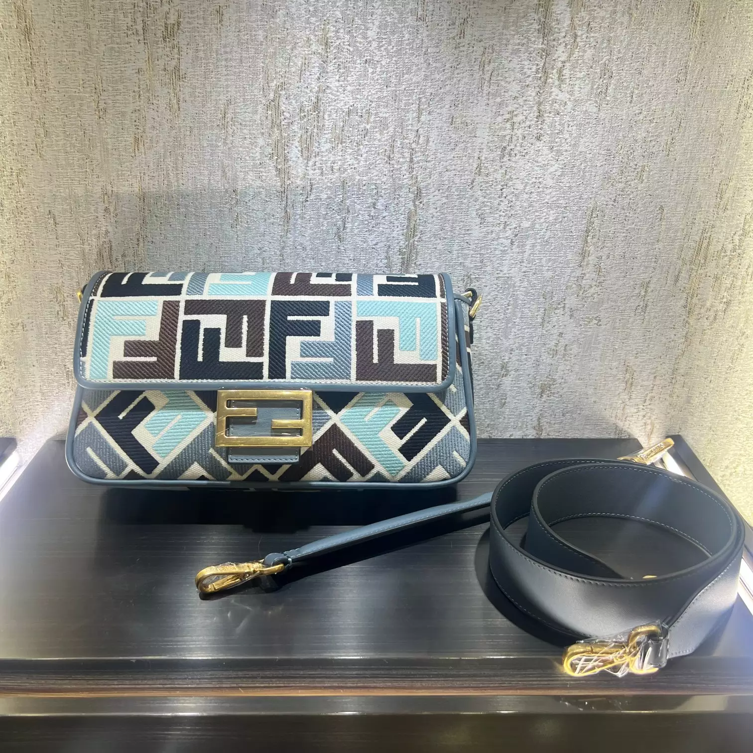 Baguette Multicolor Canvas Bag with FF Embroidery - RepBags.ru - Image 3