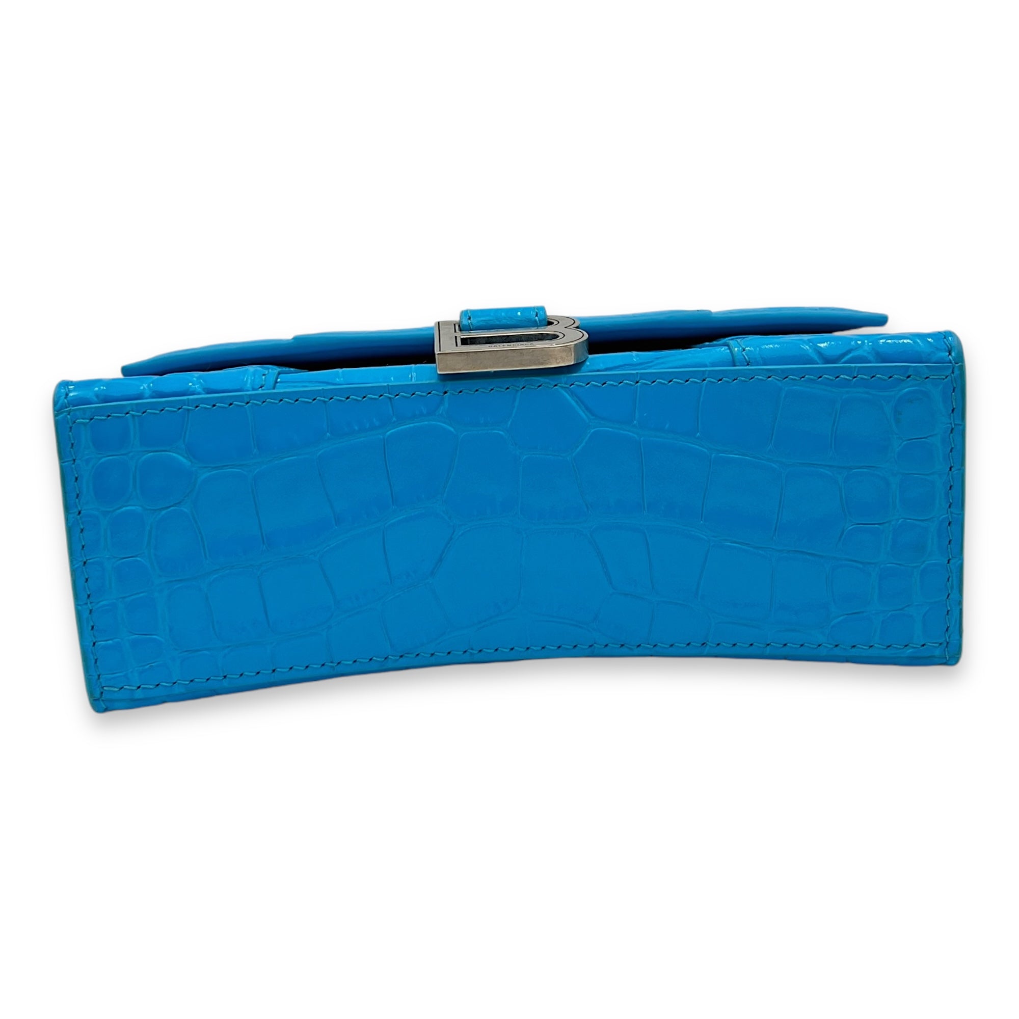 Hourglass Top Handle Bag XS Blue in Calfskin , Silver Hardware - Image 6