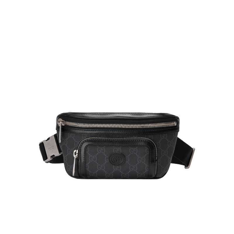 Belt bag with Interlocking G Black leather