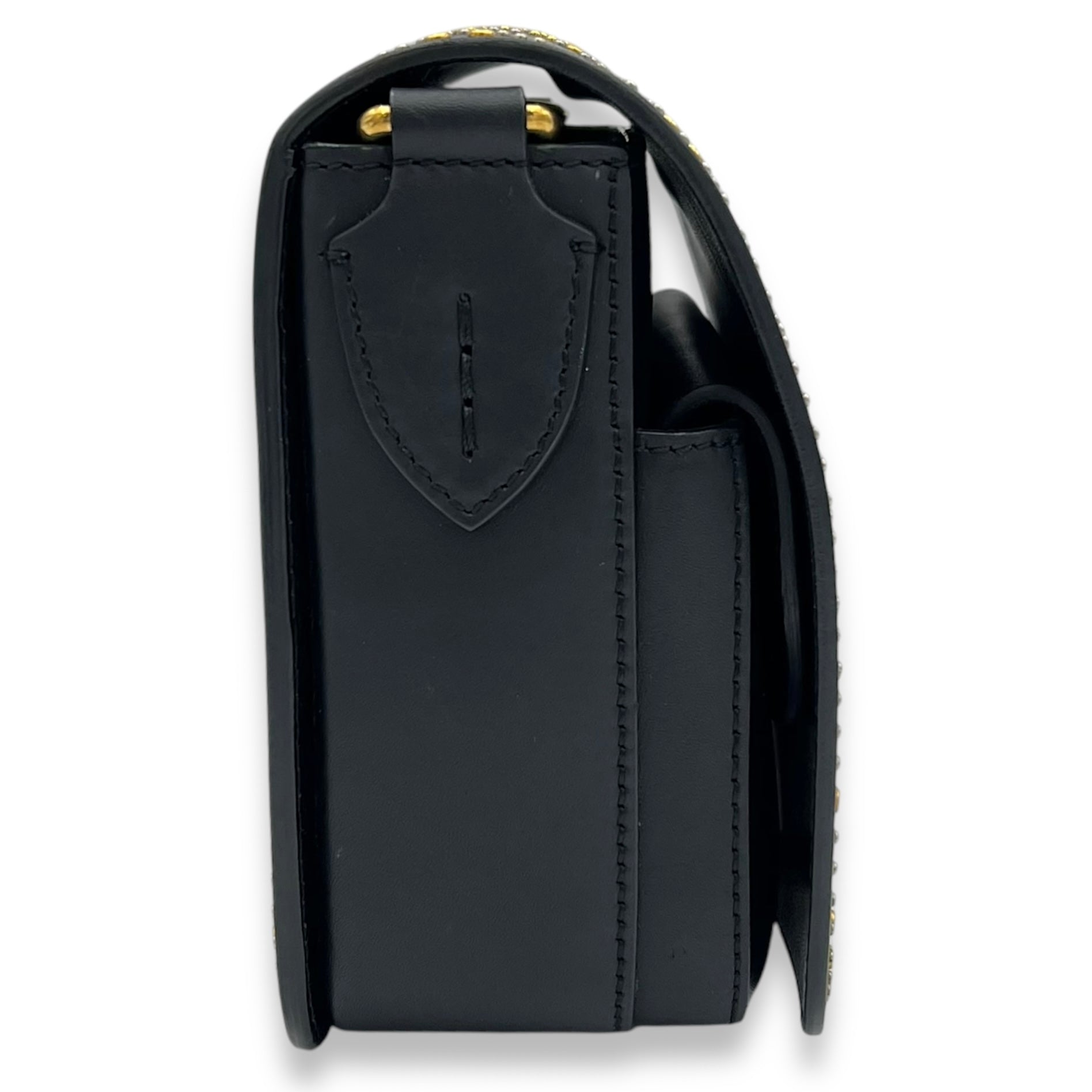 Birdie Studded Black Crossbody Bag in Calfskin, Mixed hardware - Image 4