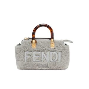 By The Way Mini Light grey sheepskin small Boston bag - FB018