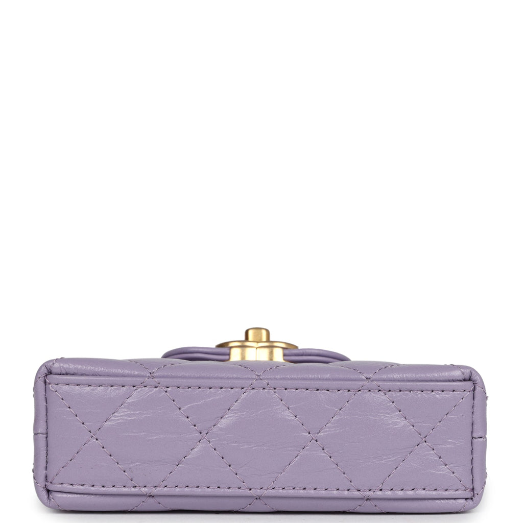 Chanel Nano Kelly Shopper Light Purple Shiny Aged Calfskin Brushed Gold Hardware - Image 7