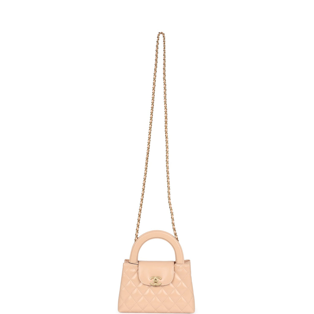 Chanel Small Kelly Shopper Beige Shiny Aged Calfskin Brushed Gold Hardware - Image 8