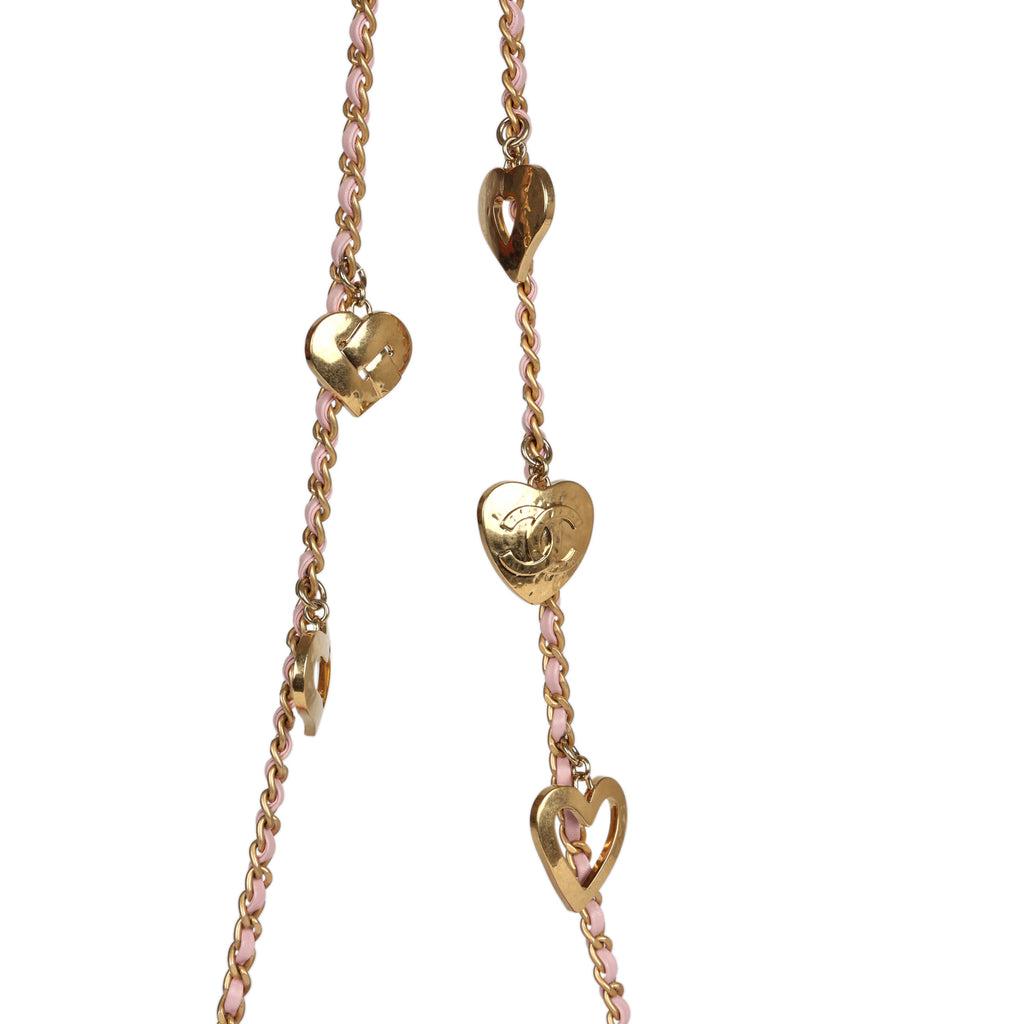 Pre-owned Chanel Mini Rectangular Flap Bag with Heart Chain Pink Lambskin Antique Gold Hardware - Image 9