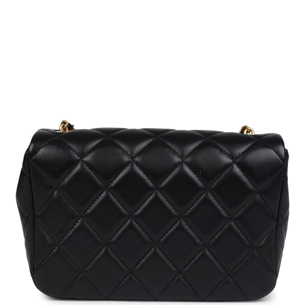 Chanel Mini Pearly Chain Flap Bag Black Lambskin Brushed Gold Hardware - Image 5