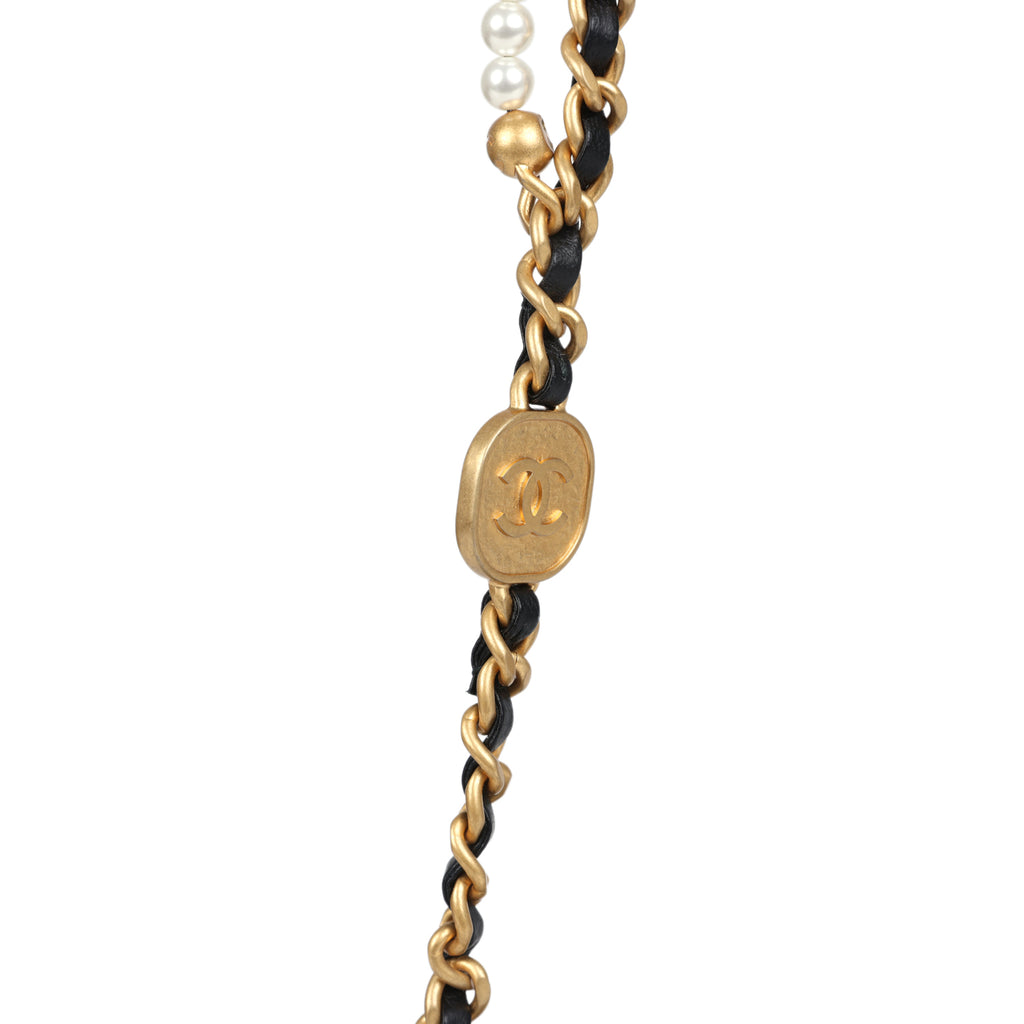 Chanel Mini Pearly Chain Flap Bag Black Lambskin Brushed Gold Hardware - Image 9
