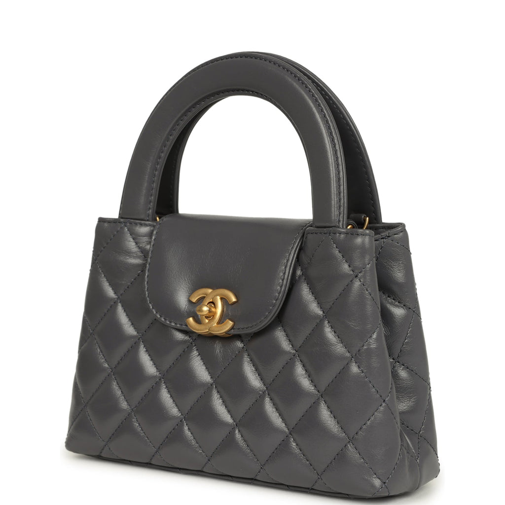 Pre-owned Chanel Small Kelly Shopper Grey Shiny Aged Calfskin Brushed Gold Hardware - Image 6