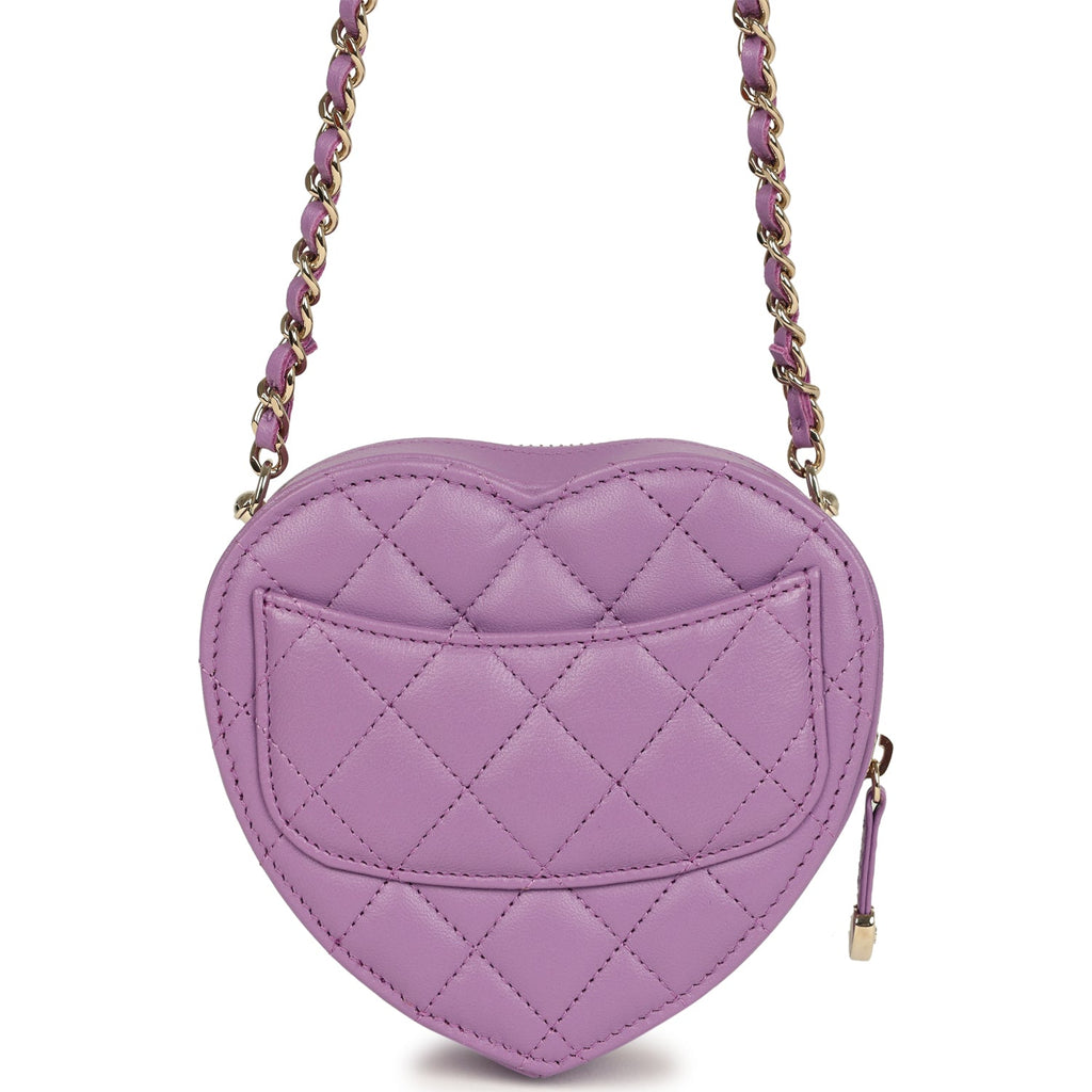 Chanel CC In Love Small Heart Bag with Chain Purple Lambskin Light Gold Hardware - Image 5