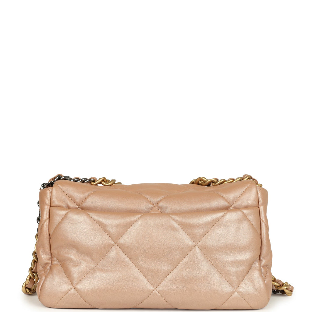 Pre-owned Chanel Large 19 Flap Bag Pearly Blush Shiny Lambskin Mixed Metal Hardware - Image 5