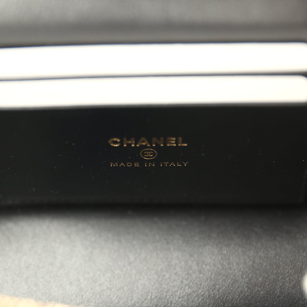 Chanel Top Handle Slim Vanity Case with Chain Black Shiny Caviar Light Gold Hardware - Image 10