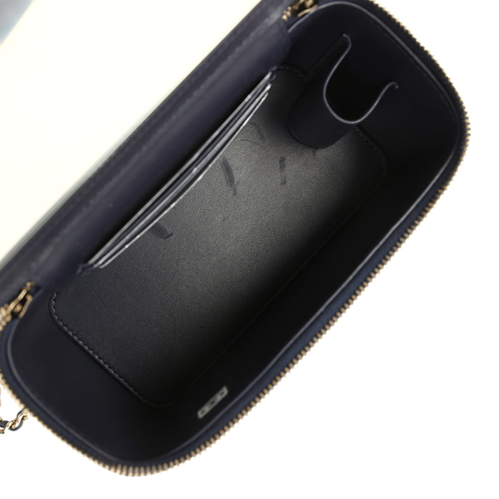 Chanel Small Crystal Pearl Crush Vanity Case Gris Fonce Velvet Light Gold Hardware - Image 11