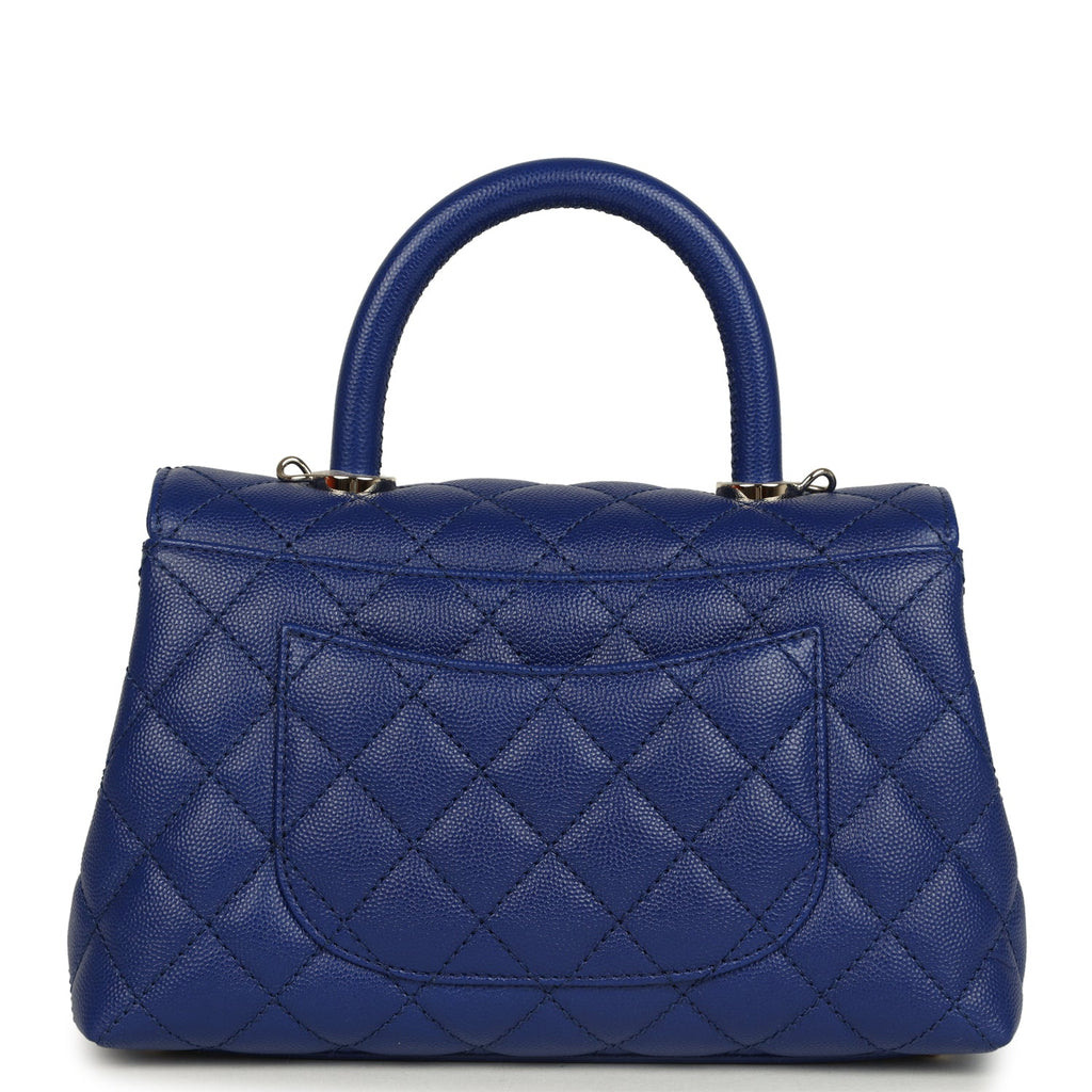 Chanel Small Coco Top Handle Flap Bag Dark Blue Shiny Caviar Light Gold Hardware - Image 5