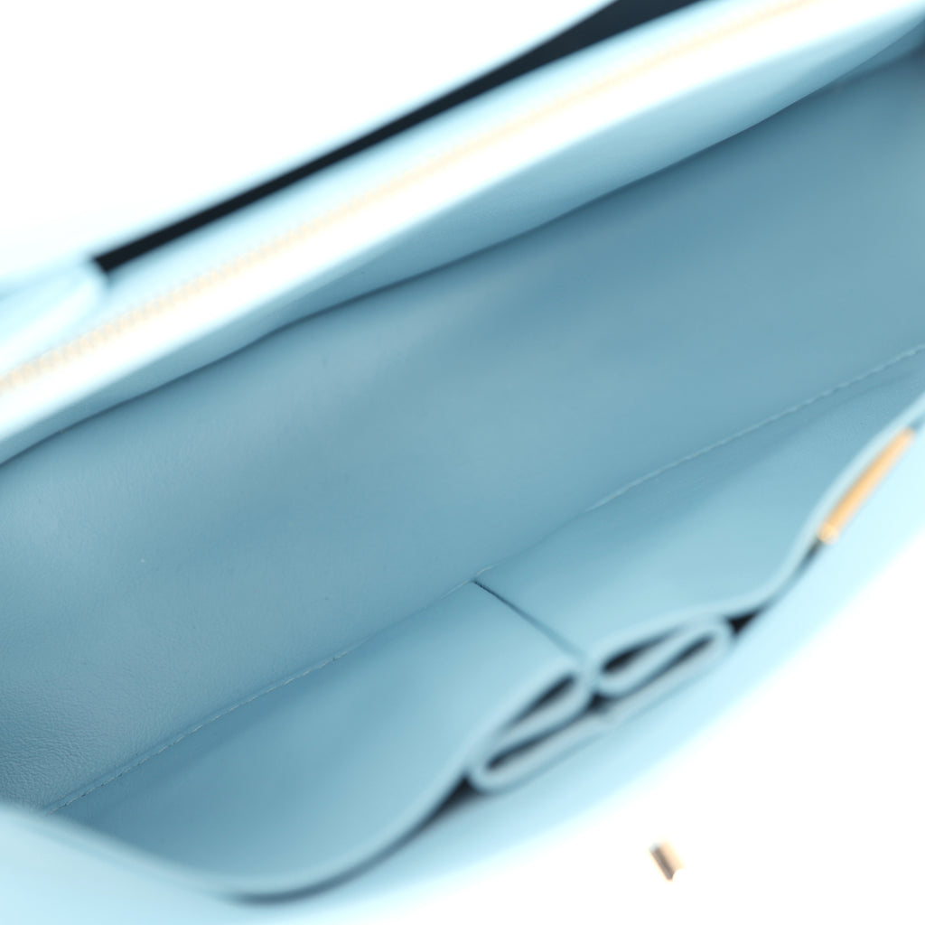 Chanel Medium Coco Top Handle Flap Bag Light Blue Shiny Caviar Light Gold Hardware - Image 10