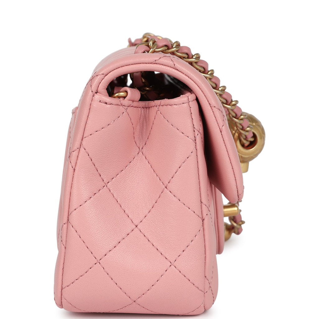 Chanel Mini Pearl Crush Rectangular Flap Dark Pink Lambskin Brushed Gold Hardware - Image 5