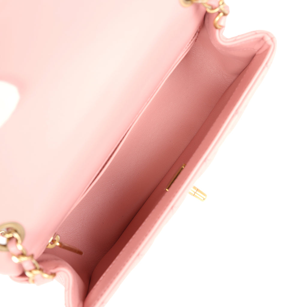 Chanel Mini Pearl Crush Rectangular Flap Dark Pink Lambskin Brushed Gold Hardware - Image 10